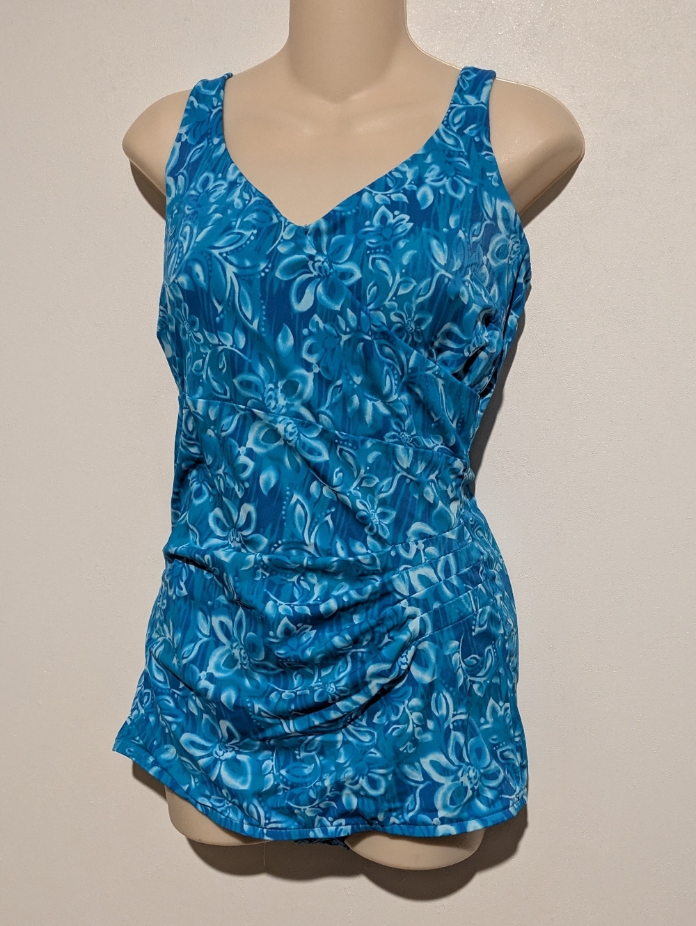 Retro Maxine Of Hollywood Swimsuit Blue One Piece Sz 16